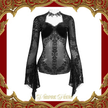 Load image into Gallery viewer, Eva Lady Flared Flock Sleeve Gothic Vampiric Top