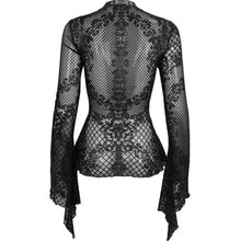Load image into Gallery viewer, Eva Lady Flared Flock Sleeve Gothic Vampiric Top