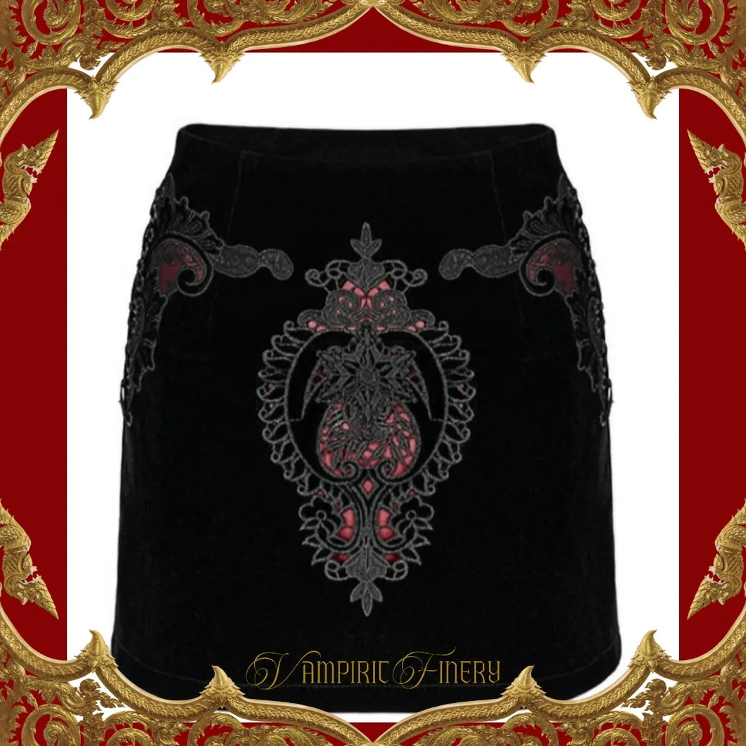 PunkRave Gothic Applique Skirt
